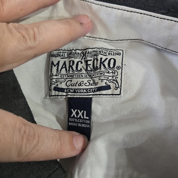 Marc Ecko Cut & Sew Shirt Long Sleeve Button Up Gray Mens Size XXL - Picture 4 of 6